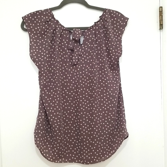 Lauren Conrad Polka Dot Tie In Back Dressy Blouse - Picture 3 of 6